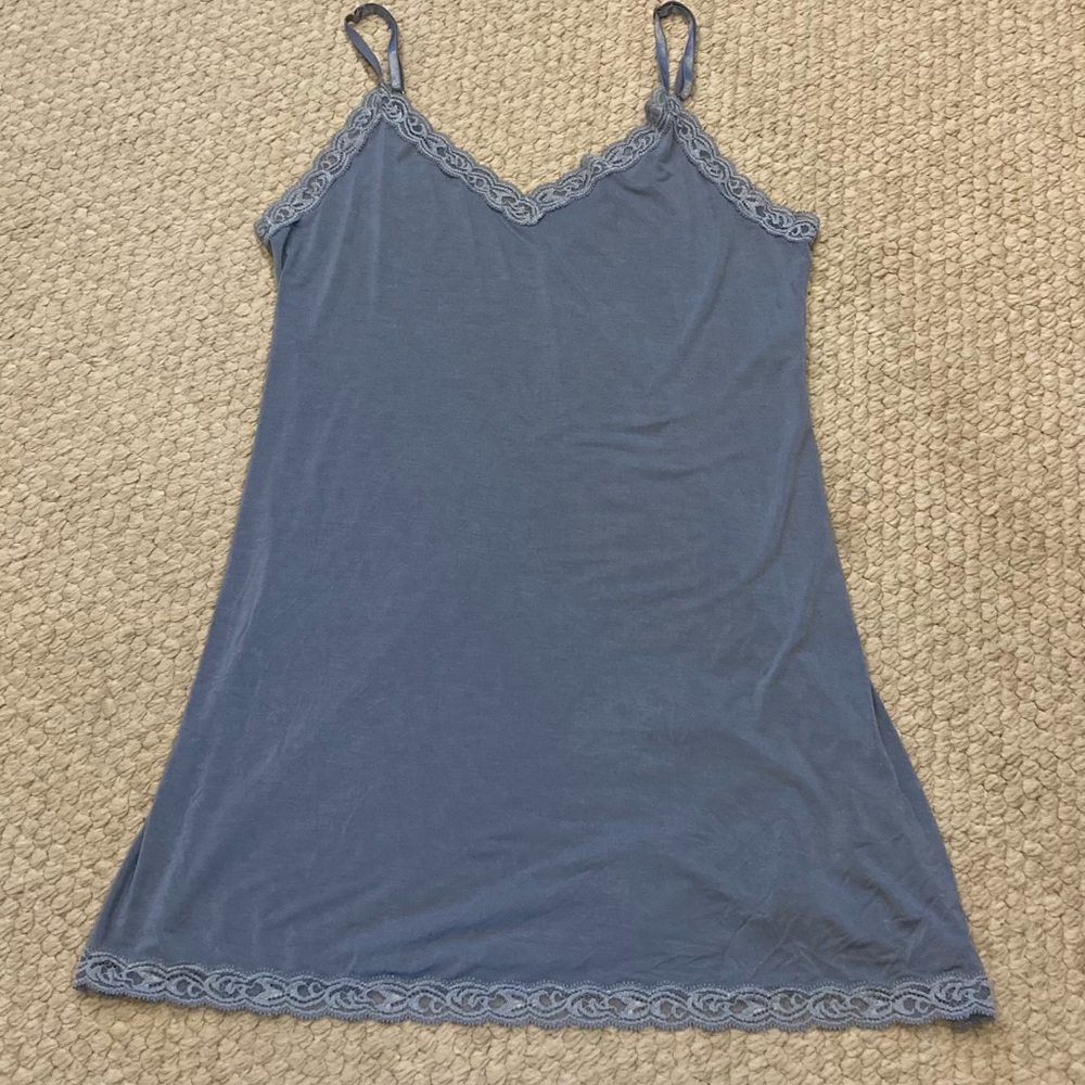 Natori Feathers Classic Chemise blue nightgown Medium
